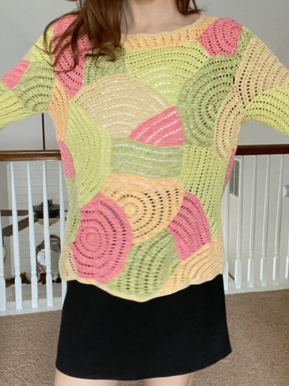Talbots Crochet Sherbet Knit Sweater